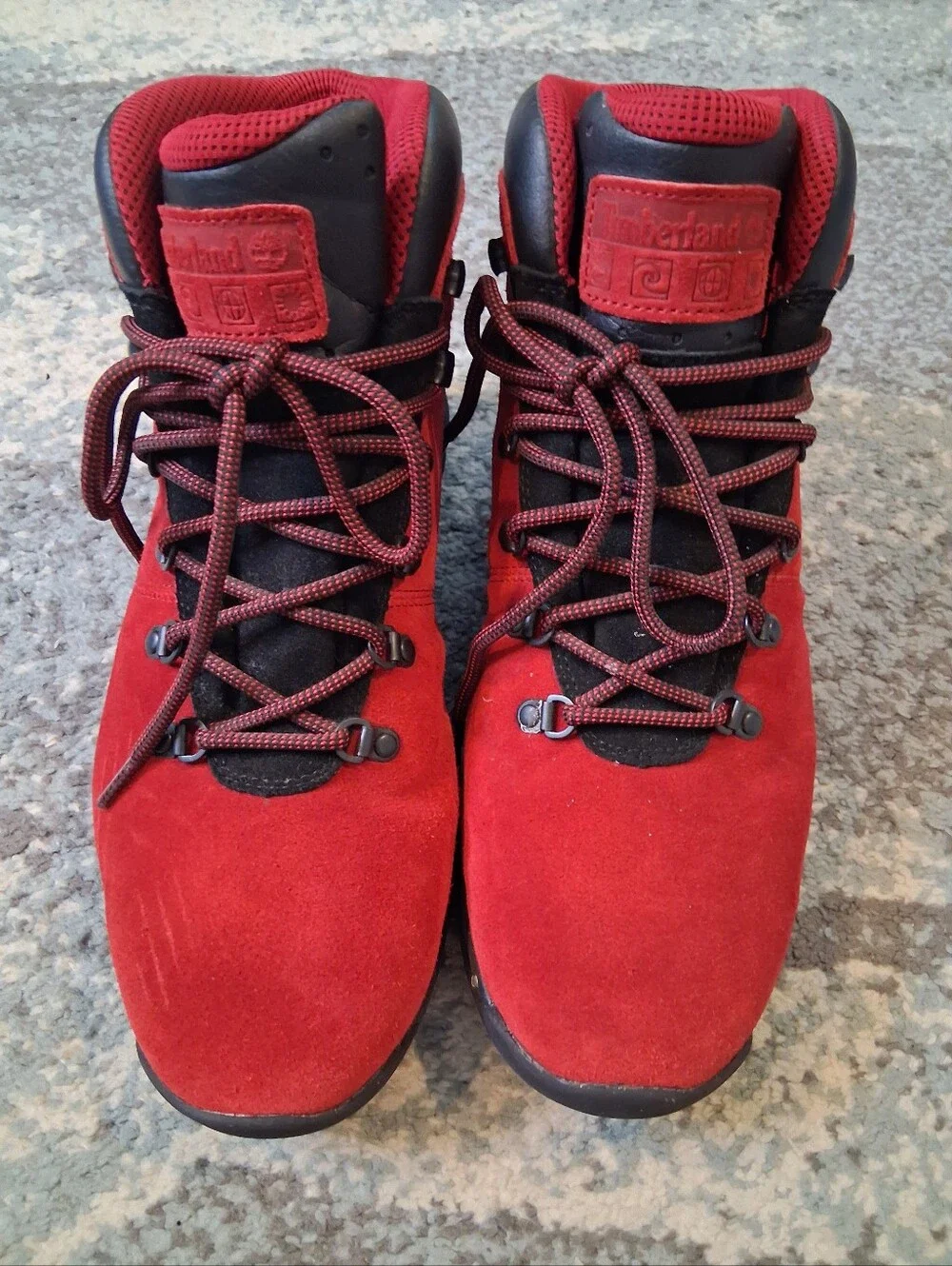 Timberland Men’s Red and Black Suede World Hiker Mid Boots
